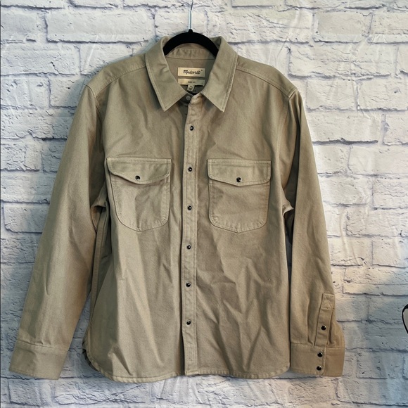 Madewell Western Shirt Easy Fit Button Down 100% Cotton Style NS445 Tan - Picture 2 of 12